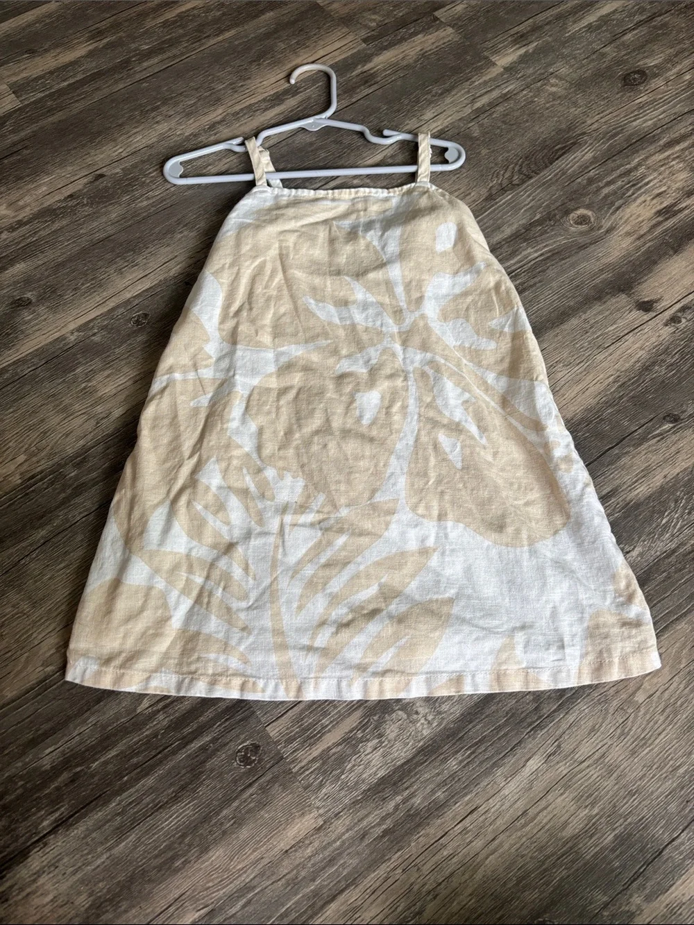 Beige and White Tropical Print A-Line dress